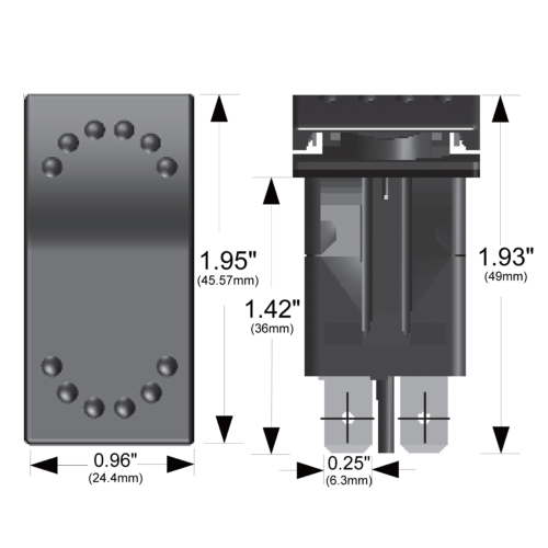 Rocker Switch – Momentary On/Off 4-Pin Black Bulldog Winch
